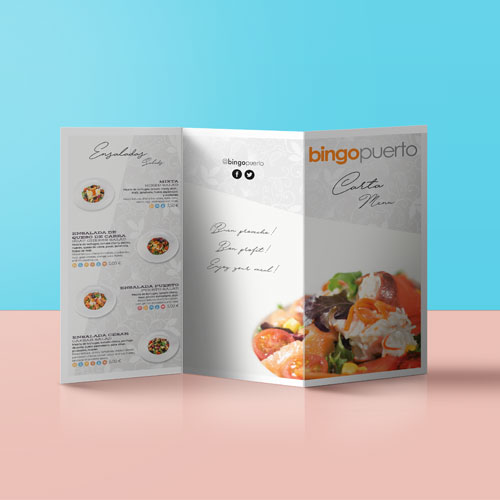 DIseño carta restaurante Bingo Puerto